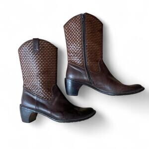 |Stuart Weitzman| Woven Leather Cowboy Boots Woman Size 10